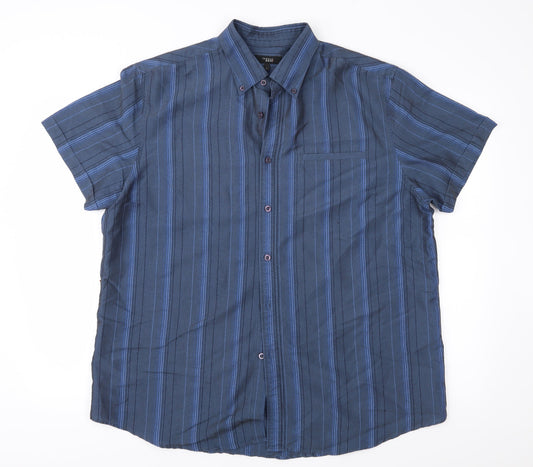 Thomas Nash Mens Blue Striped   Button-Up Size L