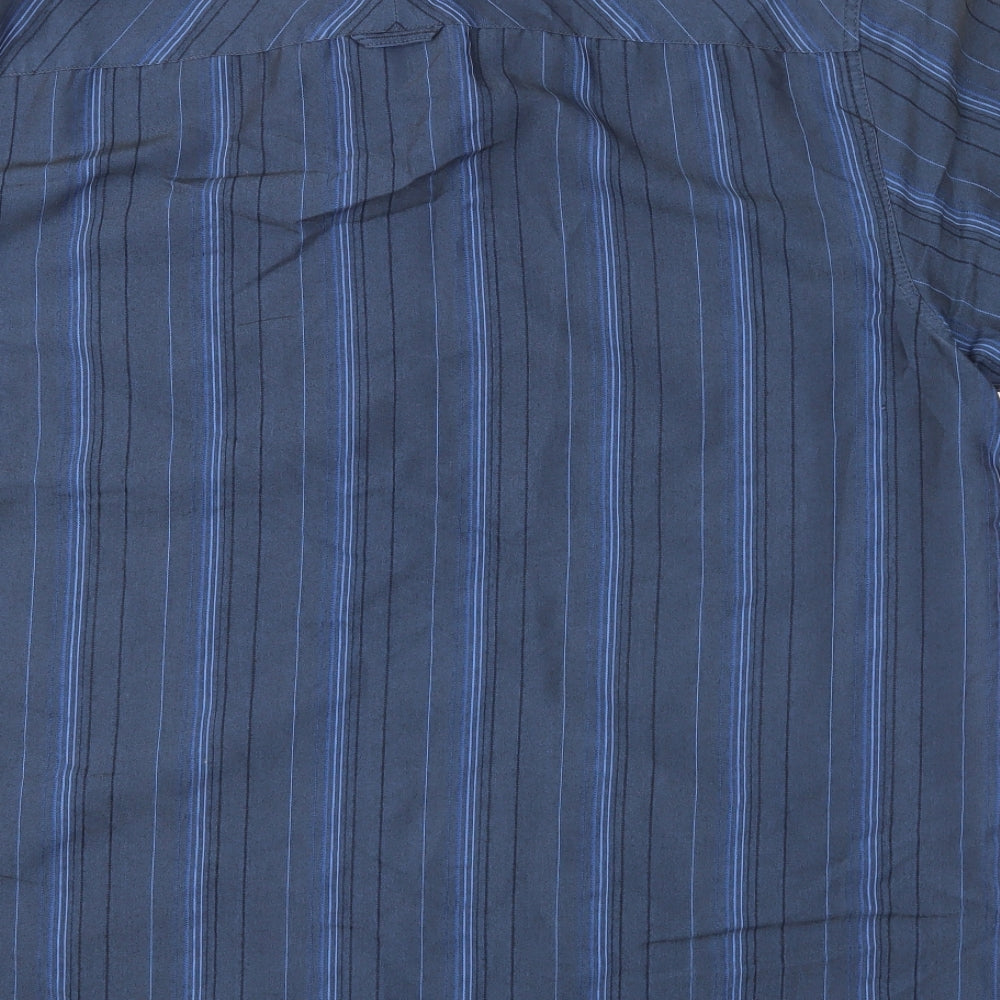 Thomas Nash Mens Blue Striped   Button-Up Size L