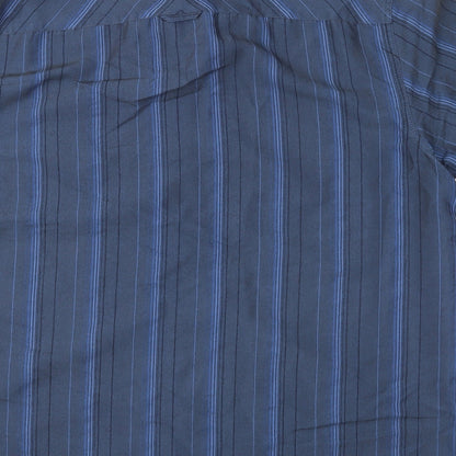 Thomas Nash Mens Blue Striped   Button-Up Size L