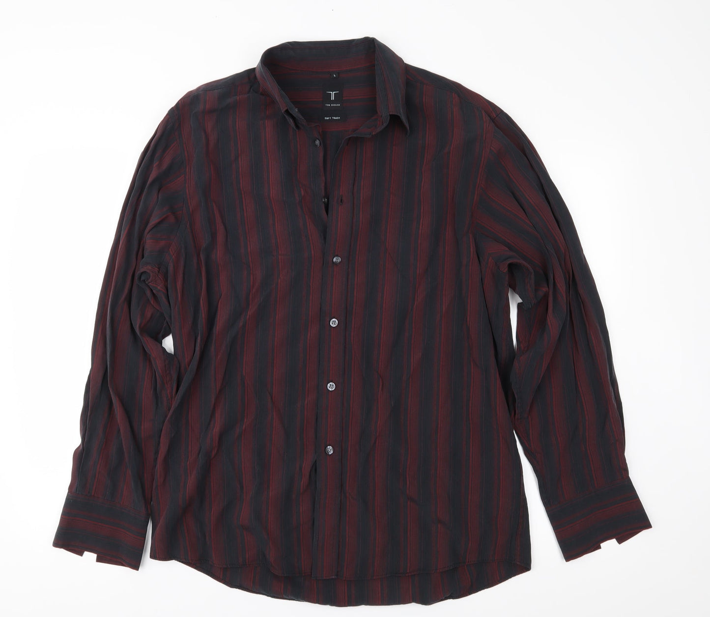Tom English Mens Red Striped   Button-Up Size L