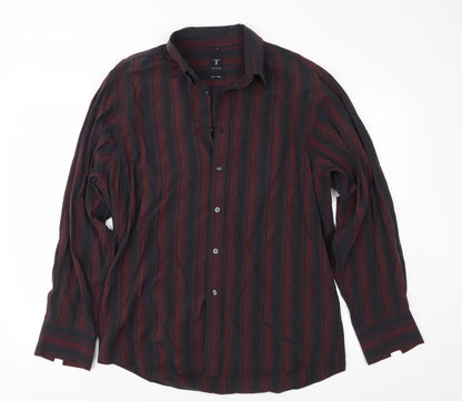 Tom English Mens Red Striped   Button-Up Size L