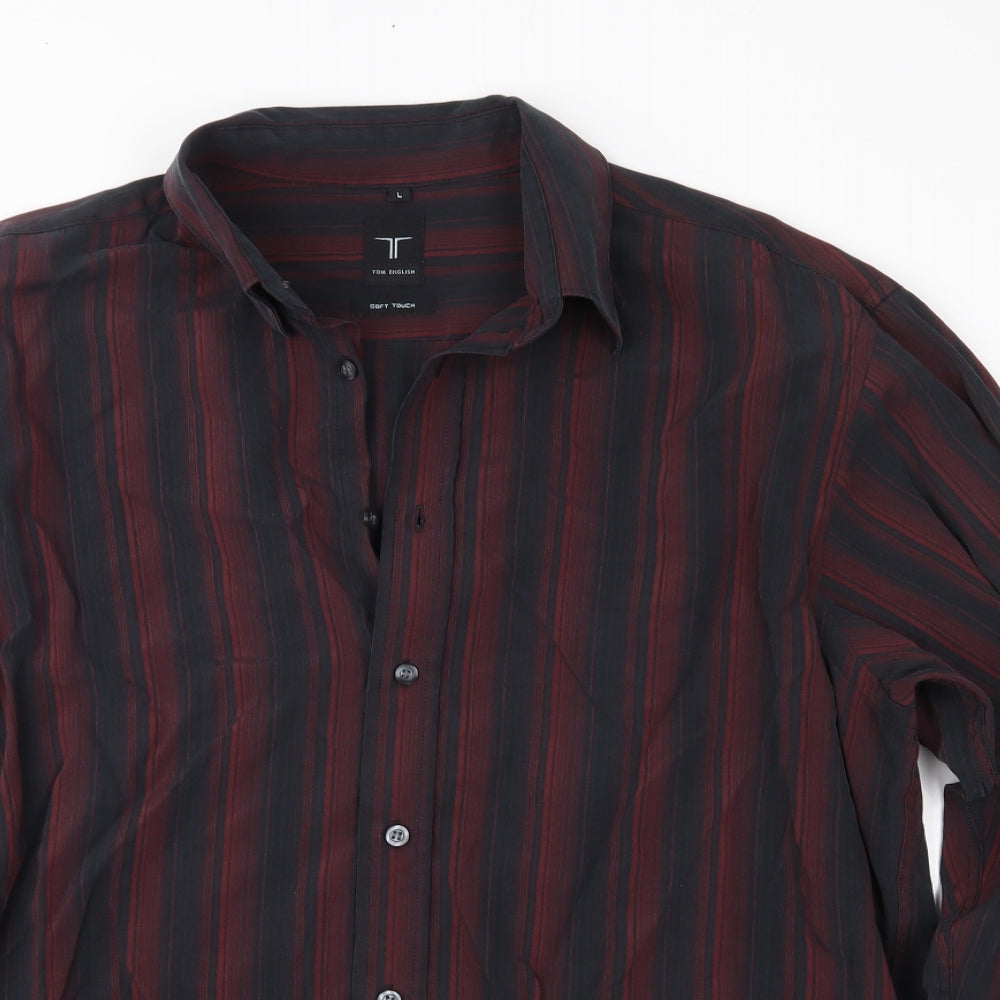 Tom English Mens Red Striped   Button-Up Size L