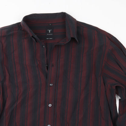 Tom English Mens Red Striped   Button-Up Size L
