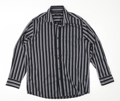 George Mens Black Striped   Button-Up Size L