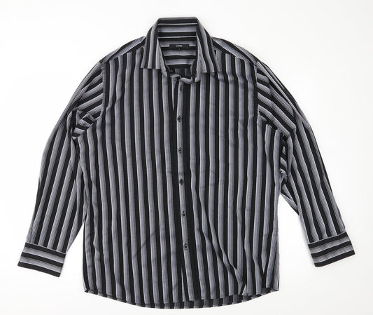 George Mens Black Striped   Button-Up Size L