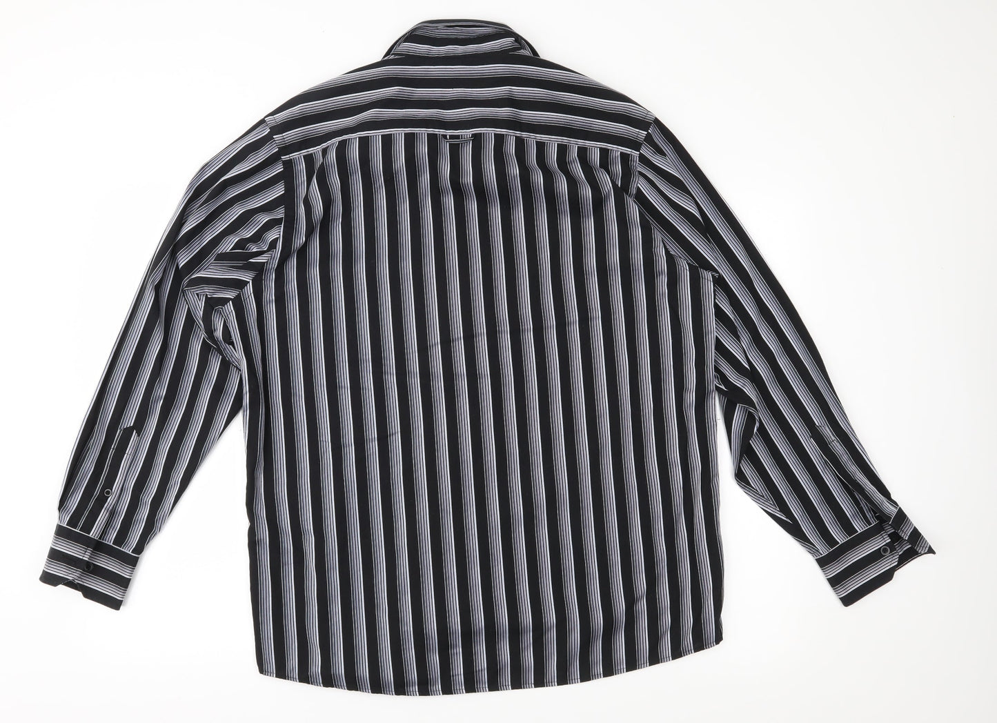 George Mens Black Striped   Button-Up Size L