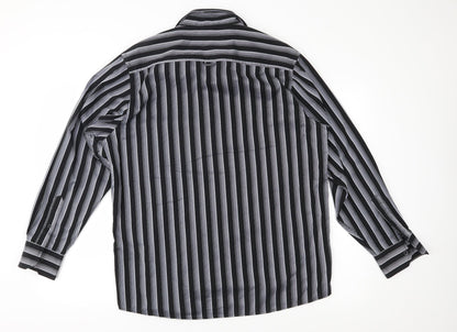 George Mens Black Striped   Button-Up Size L