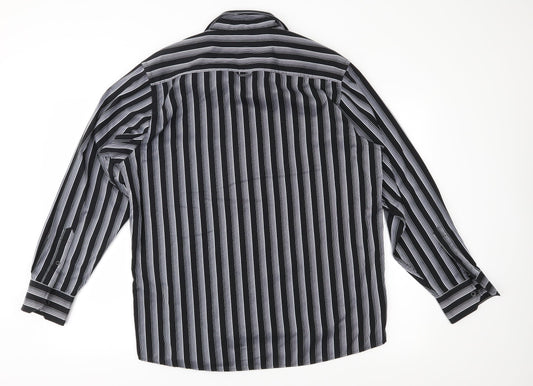 George Mens Black Striped   Button-Up Size L