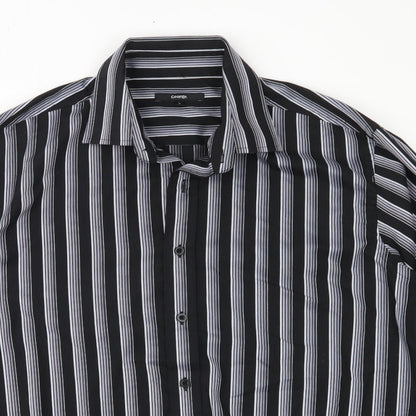 George Mens Black Striped   Button-Up Size L