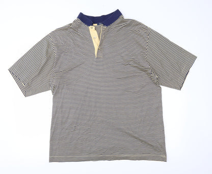 Artorigi Mens Blue Striped Jersey  Polo Size L