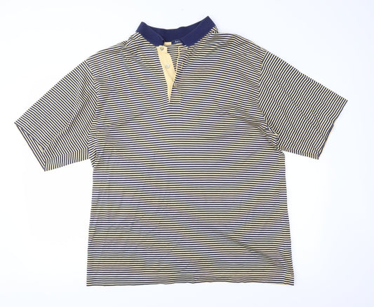 Artorigi Mens Blue Striped Jersey  Polo Size L