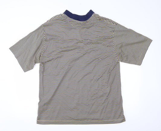 Artorigi Mens Blue Striped Jersey  Polo Size L