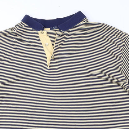 Artorigi Mens Blue Striped Jersey  Polo Size L
