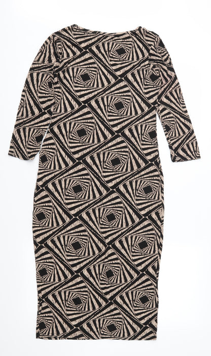 Zuppe Womens Brown Geometric Jersey Sheath  Size 12