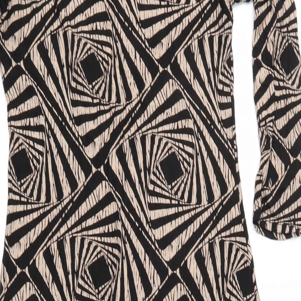 Zuppe Womens Brown Geometric Jersey Sheath  Size 12