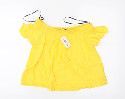 FOREVER 21 Womens Yellow   Basic Blouse Size M