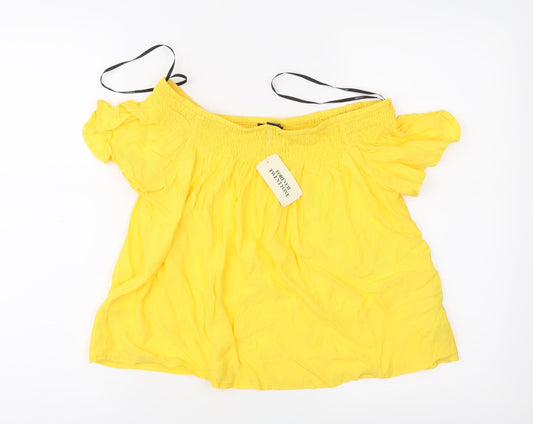 FOREVER 21 Womens Yellow   Basic Blouse Size M
