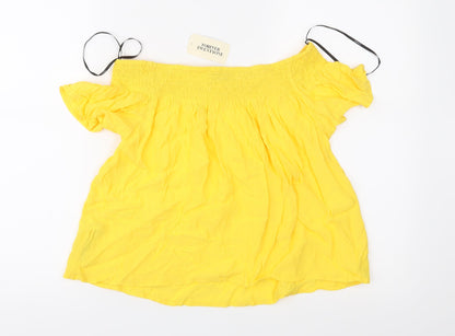 FOREVER 21 Womens Yellow   Basic Blouse Size M