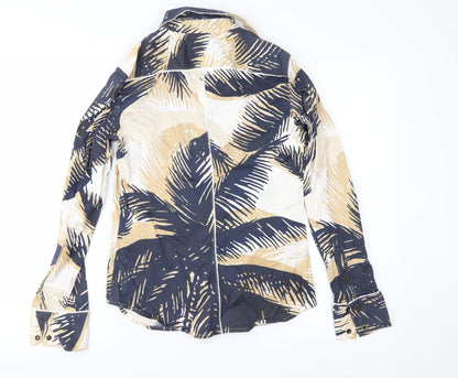 Anne Klein Womens Blue Floral  Basic Button-Up Size 4