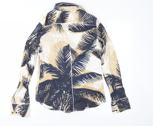 Anne Klein Womens Blue Floral  Basic Button-Up Size 4