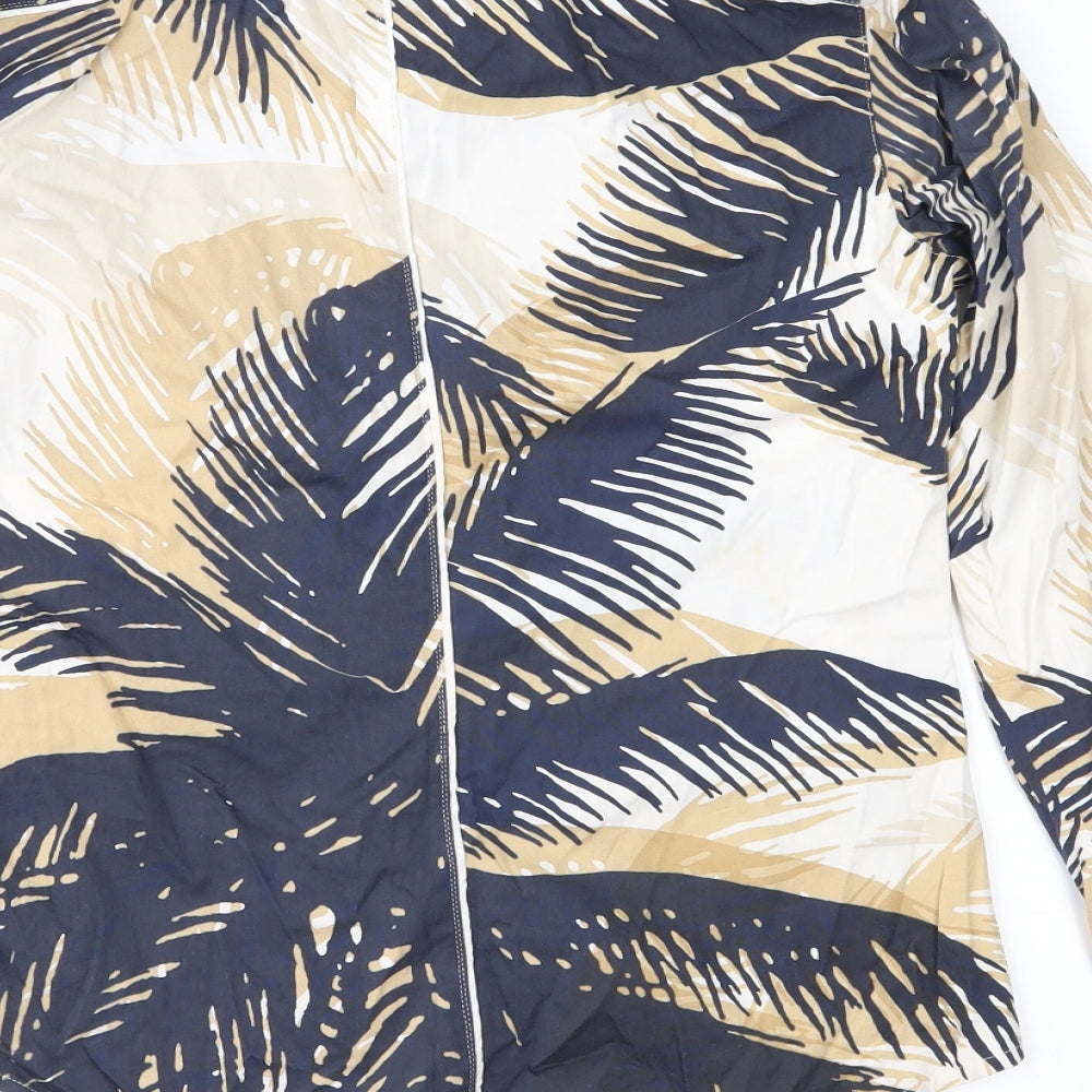 Anne Klein Womens Blue Floral  Basic Button-Up Size 4