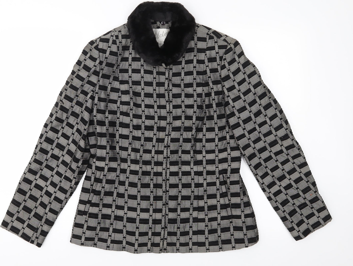 Active Womens Grey Geometric  Jacket Coat Size 10