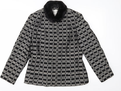 Active Womens Grey Geometric  Jacket Coat Size 10