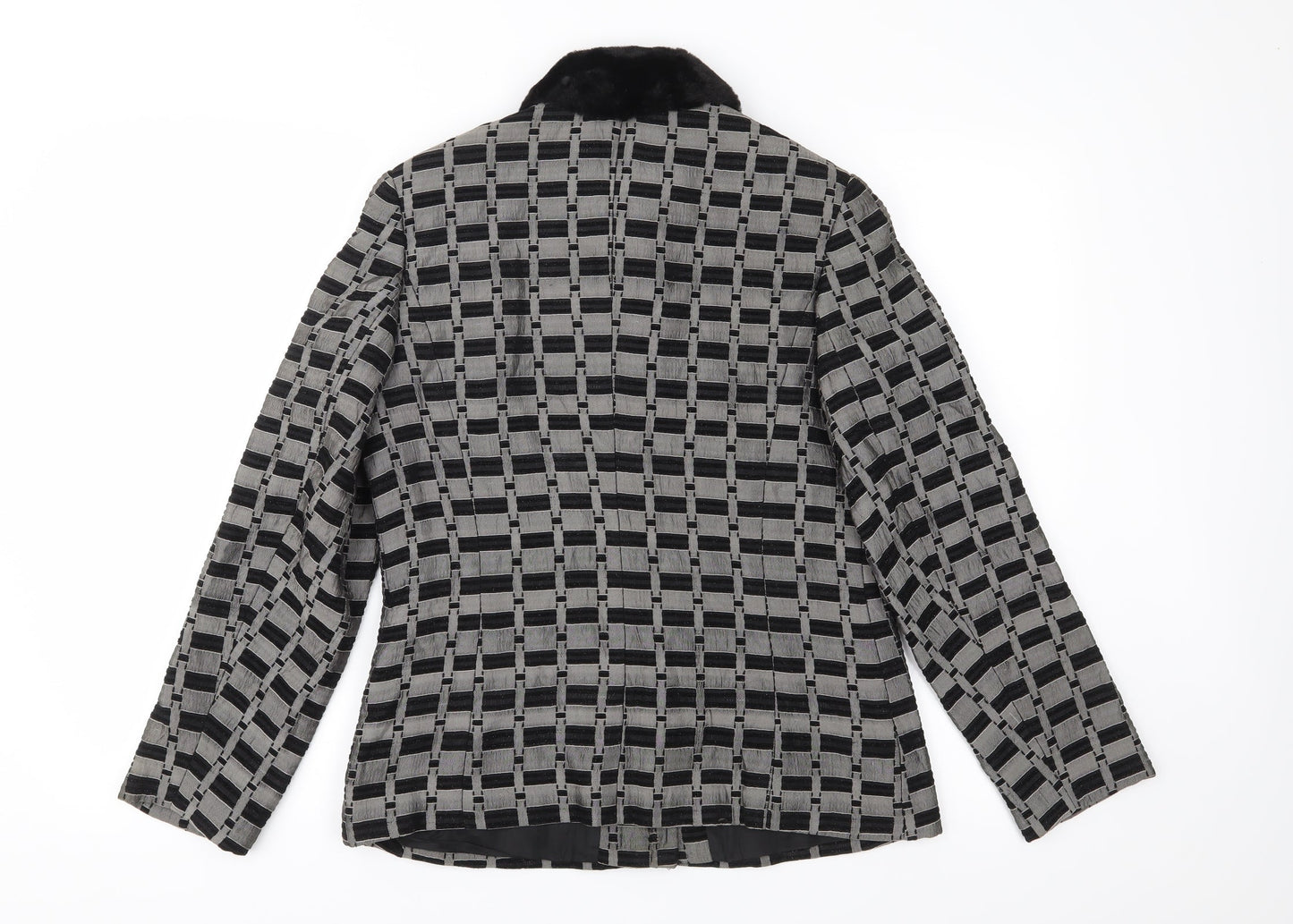 Active Womens Grey Geometric  Jacket Coat Size 10