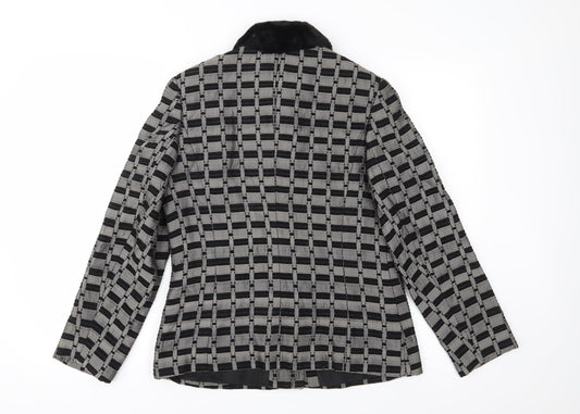 Active Womens Grey Geometric  Jacket Coat Size 10
