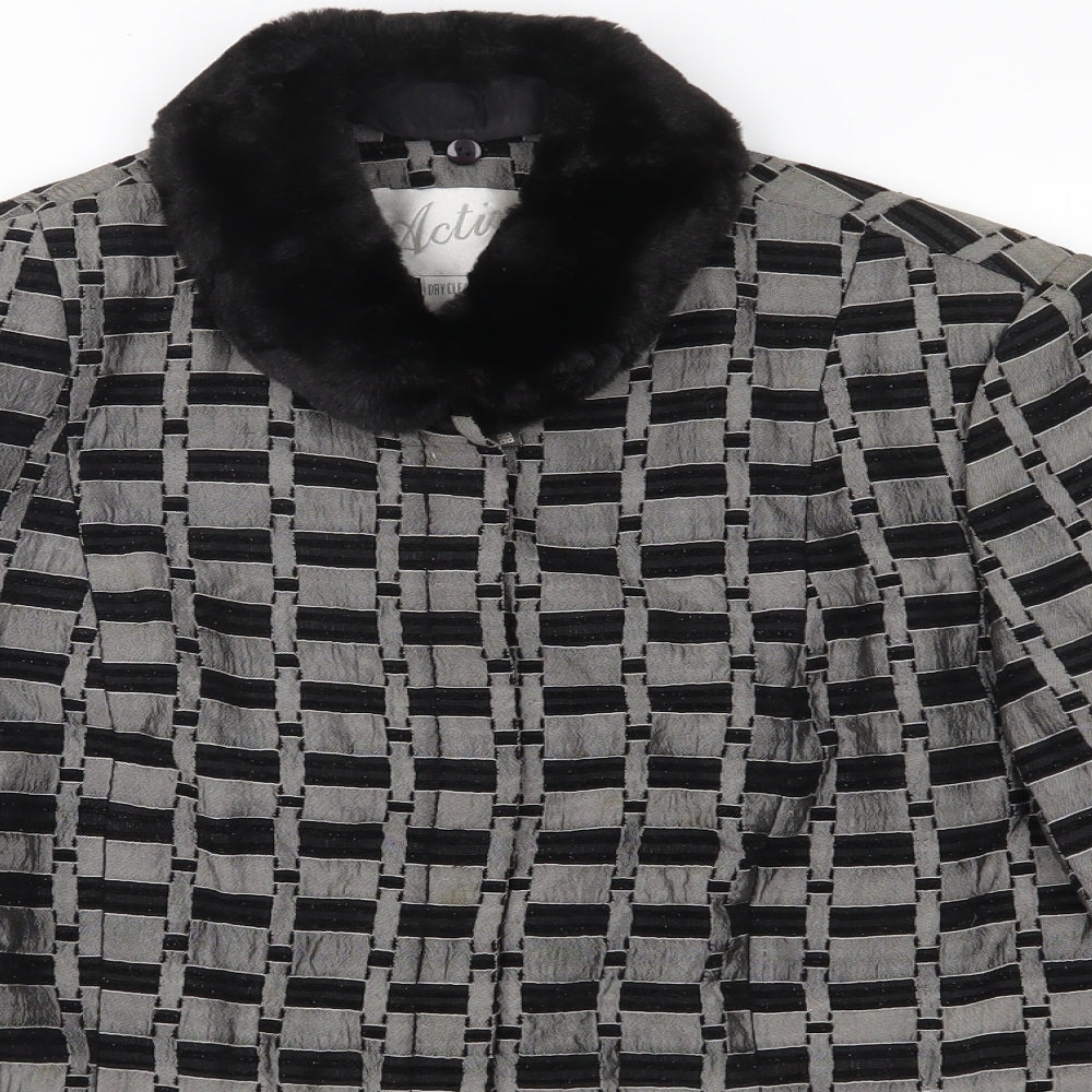 Active Womens Grey Geometric  Jacket Coat Size 10