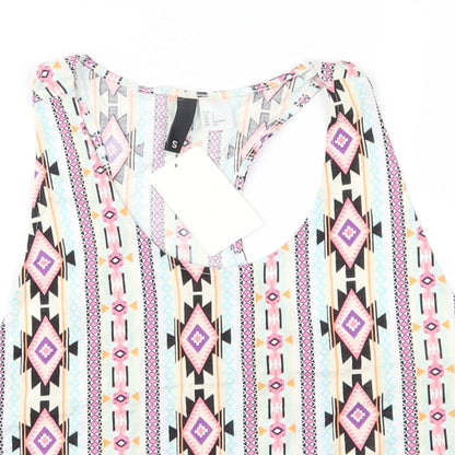 Divided Womens Multicoloured Geometric  Cropped Tank Size S