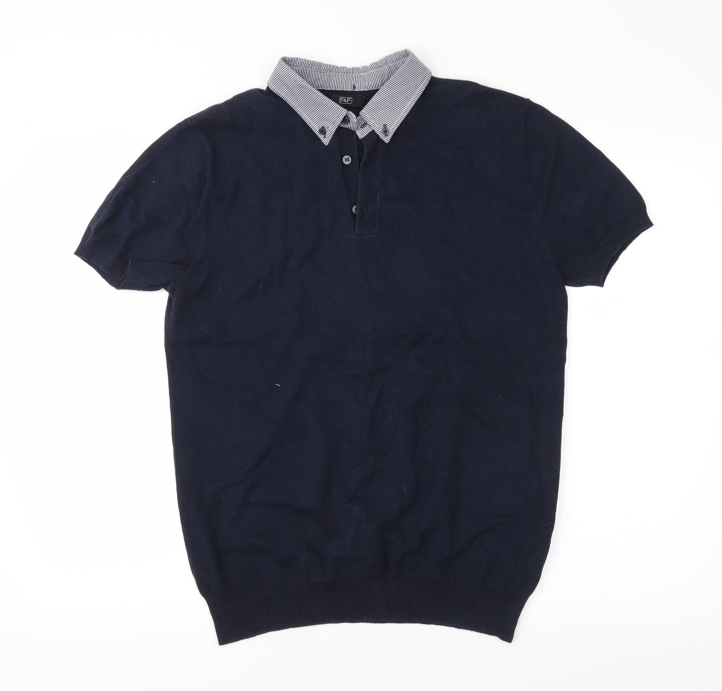 F&F Mens Blue  Knit Pullover Jumper Size S