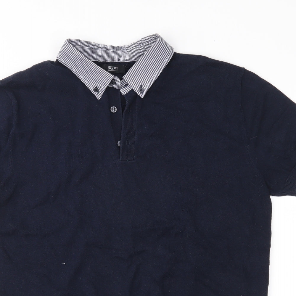 F&F Mens Blue  Knit Pullover Jumper Size S