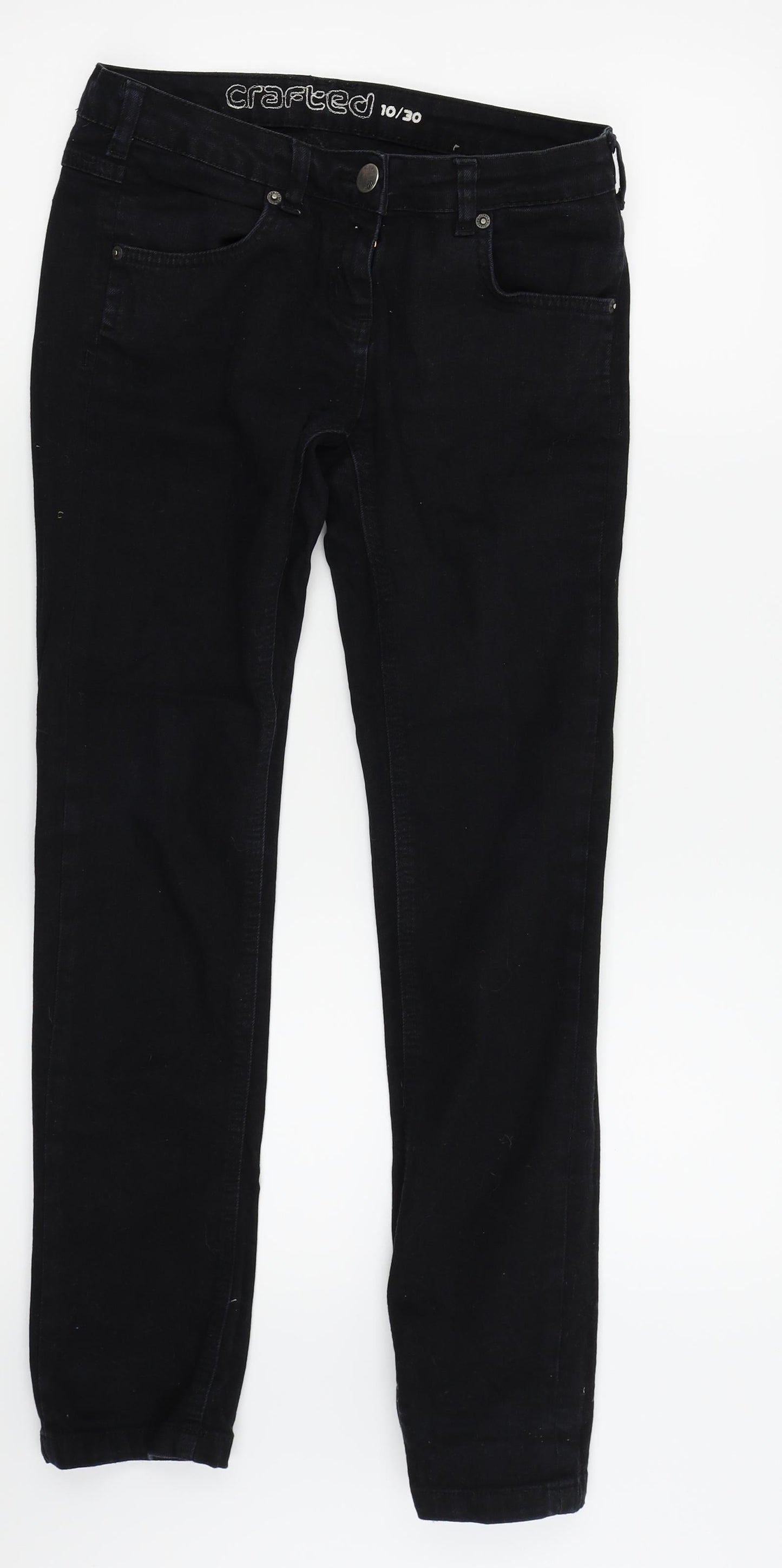 Womens UK Size 10 Crafted Regular Fit Skinny Black Jeans