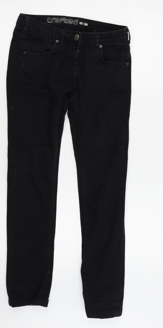 Womens UK Size 10 Crafted Regular Fit Skinny Black Jeans