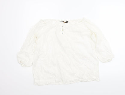 Womens UK Size L Sfera White Basic Blouse