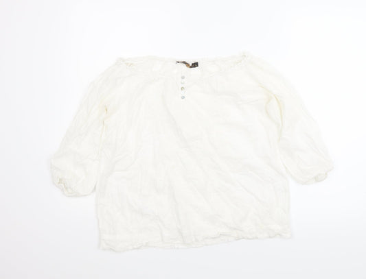 Womens UK Size L Sfera White Basic Blouse