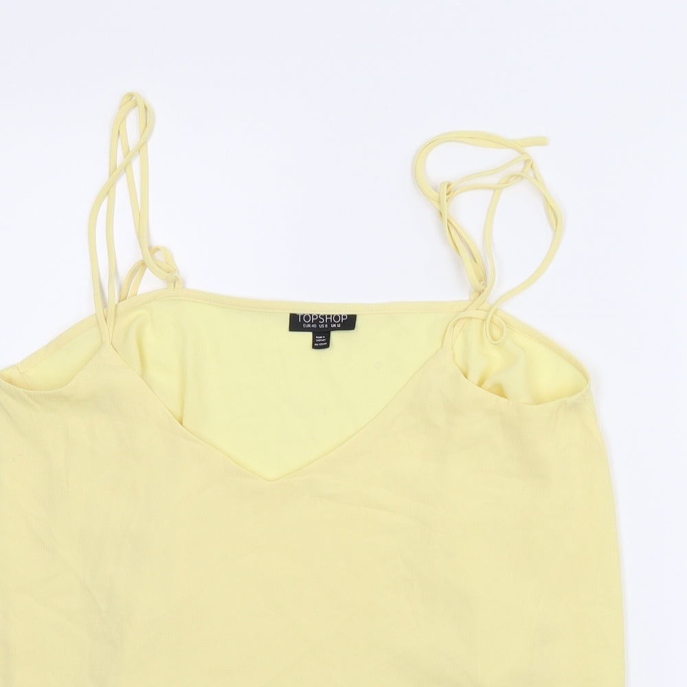 Womens UK Size 8 Topshop Yellow Basic Blouse