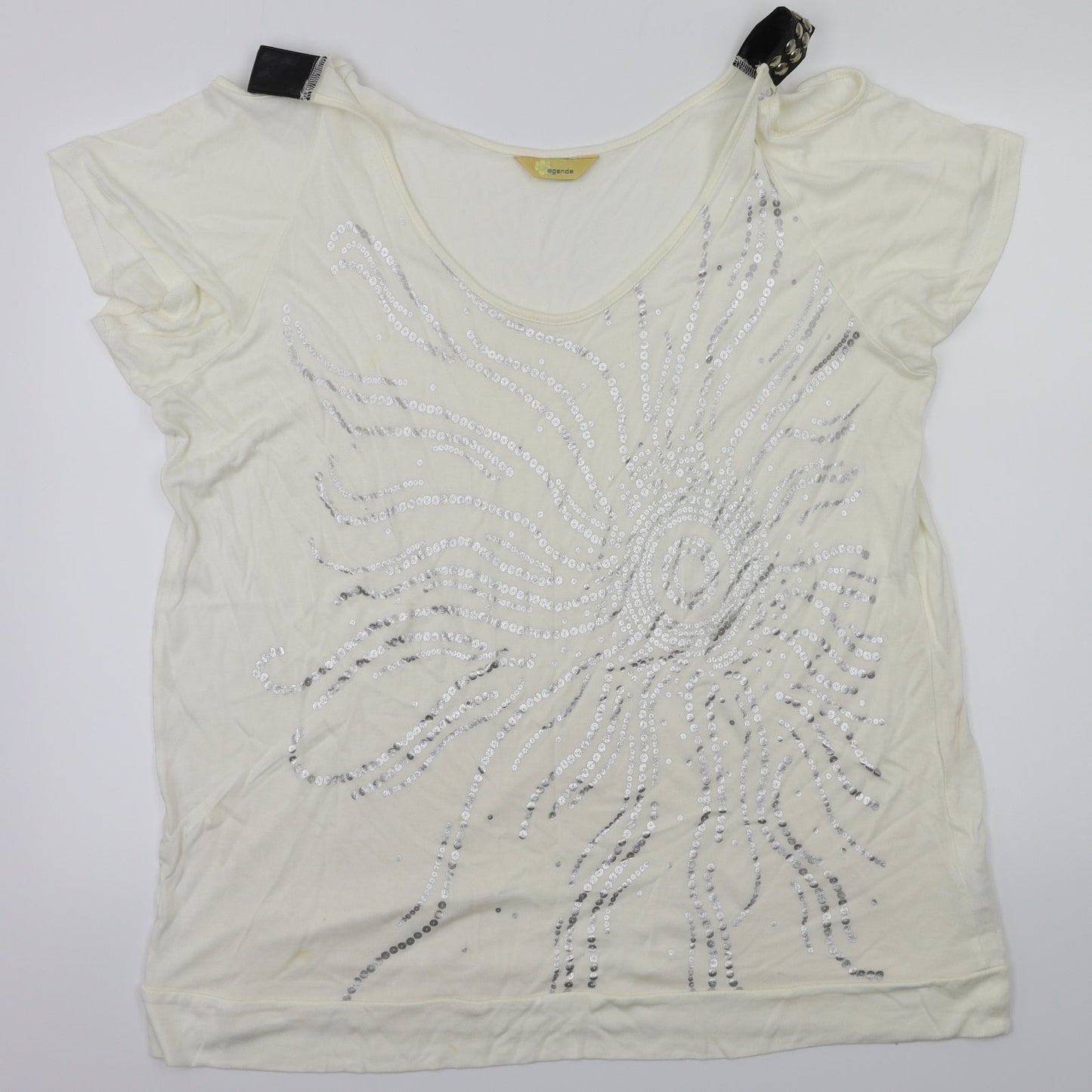 Womens UK Size 22 Agenda White Basic T-Shirt