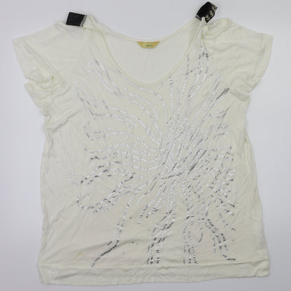 Womens UK Size 22 Agenda White Basic T-Shirt