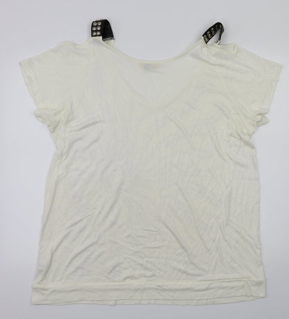 Womens UK Size 22 Agenda White Basic T-Shirt