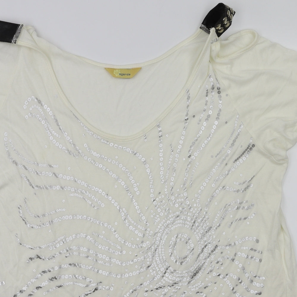 Womens UK Size 22 Agenda White Basic T-Shirt