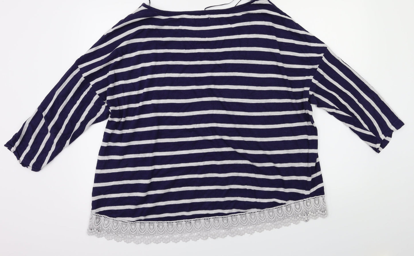payapa Womens Blue Striped  Basic T-Shirt Size 16