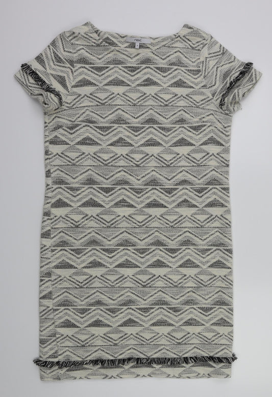 NEXT Womens White Argyle/Diamond  Fit & Flare  Size 12