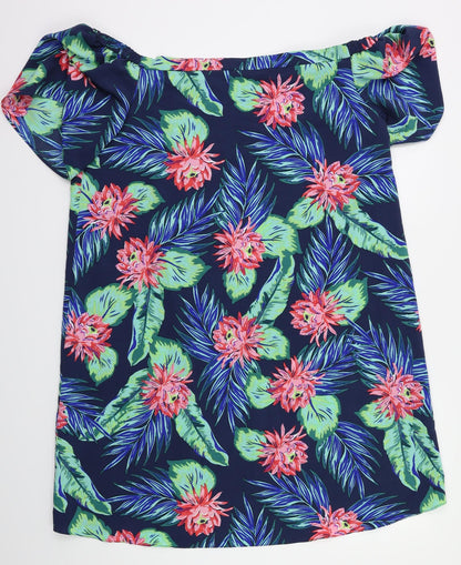 George Womens Blue Floral  Fit & Flare  Size 16