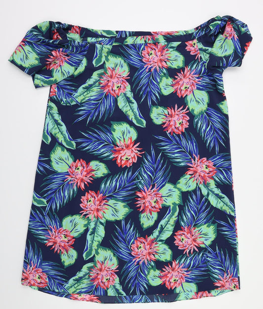 George Womens Blue Floral  Fit & Flare  Size 16