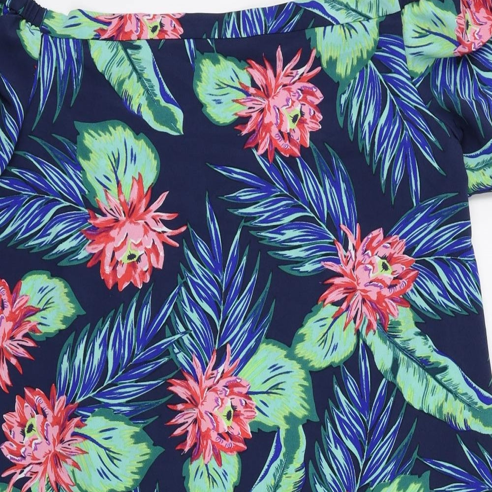 George Womens Blue Floral  Fit & Flare  Size 16