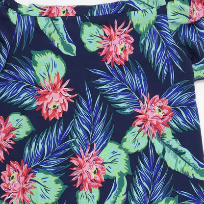 George Womens Blue Floral  Fit & Flare  Size 16