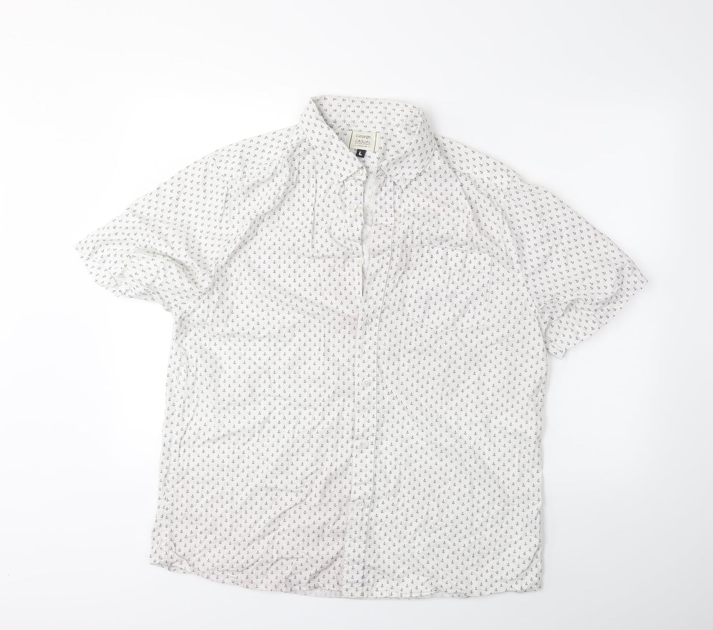 George Mens White    Button-Up Size L