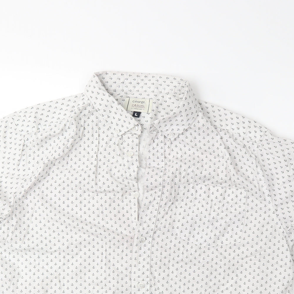 George Mens White    Button-Up Size L